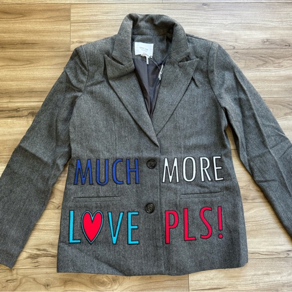 Grey Lab Jacket Size M Grey Herringbone MUCH MORE LOVE PLS! Blazer Coat NWT - Picture 2 of 12